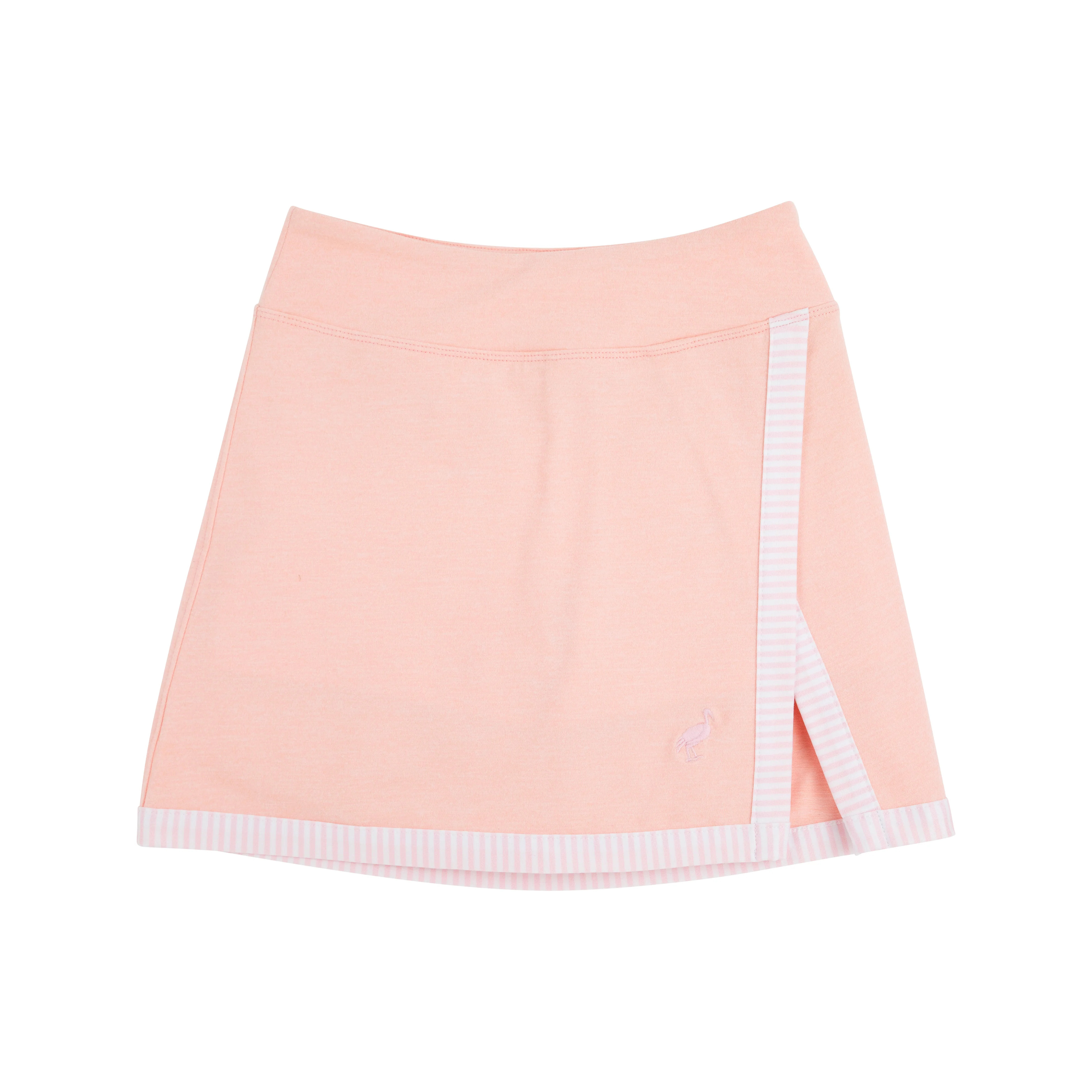 Prepletic™ Samantha Skort - Pompano Peach with Palm Beach Pink Stripe & Palm Beach Pink Stork | The Beaufort Bonnet Company