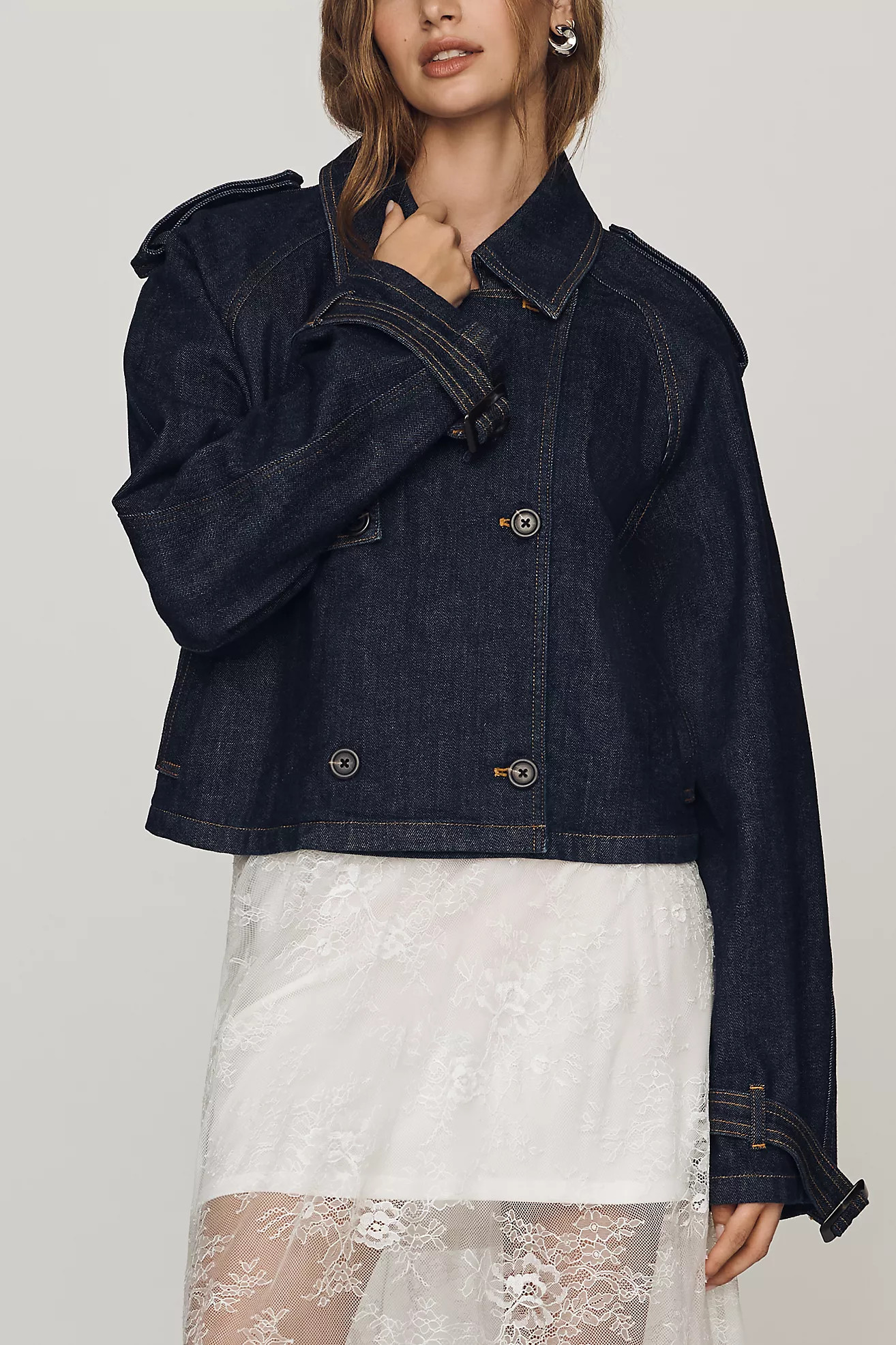 Pilcro Double-Breasted Denim Jacket | Anthropologie (US)