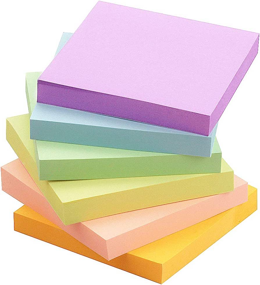 Early Buy Sticky Notes 3x3 Self-Stick Notes 6 Pads, 6 Pastel Color, 100 Sheets/Pad | Amazon (US)