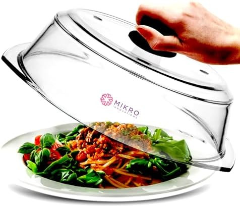 Tall Glass Microwave splatter cover | Sturdy clear 100% food safe BPA free glass lid with easy gr... | Amazon (US)