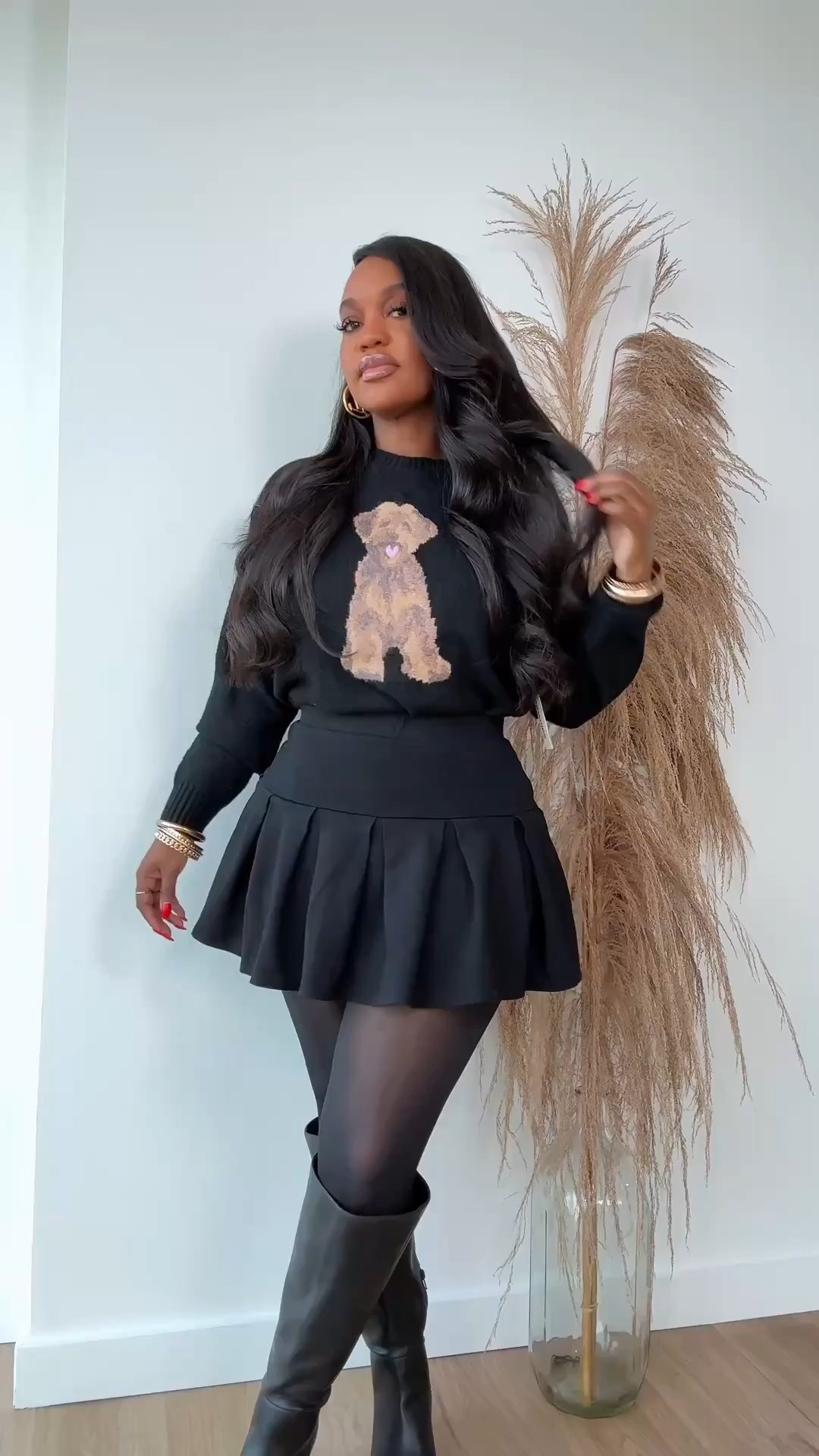 Under $30 Cute and cozy Walmart Finds. I’m wearing a size Small in sweaters 🧸 and 6 in jeans 👖 

Black skirt is 2-3 years old from Fashion Novaa

#LTKFindsUnder50 #LTKSeasonal #LTKPetite