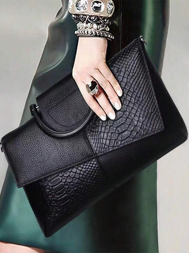 Luxury Crocodile Pattern Pu Leather Crossbody Bag, Fashionable Women's Versatile Handbag And Pers... | SHEIN
