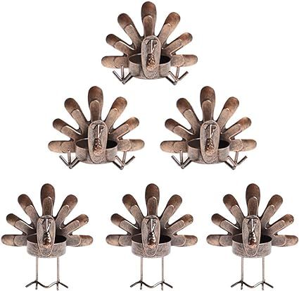 MorTime Turkey Tealight Candleholders, Thanksgiving Tabletop Sitting Standing Turkey Tea Light Ca... | Amazon (US)