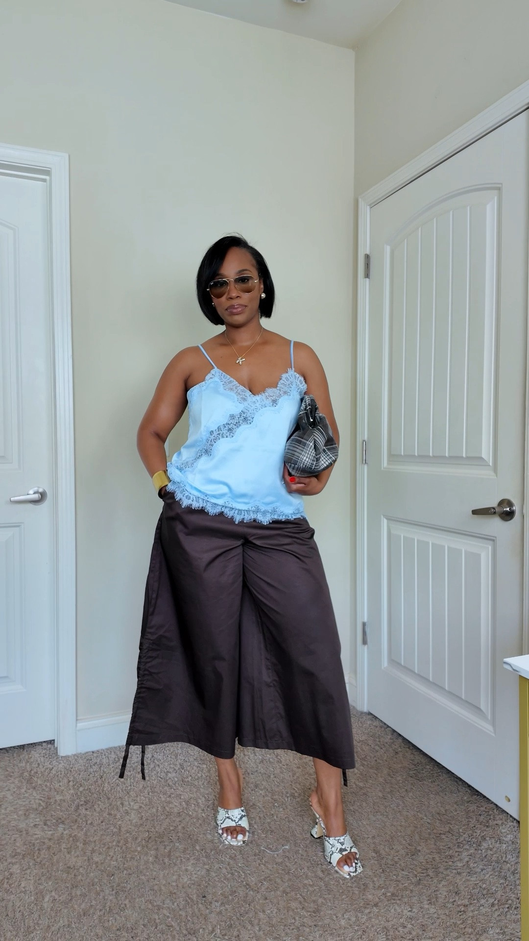 Spring and Summer color combo you should try: brown and baby blue. Y’all  know I've been obsessed with brown  lately. Today I'm styling brown with a baby blue and I love how effortless this color combination looks. This is the perfect outfit for Spring and Summer. This might be my favorite. 

Pants are from @Zara also linked something similar #springootd #summeroutfits #springoutfits

#LTKootd #LTKgrwm #LTKMidsize