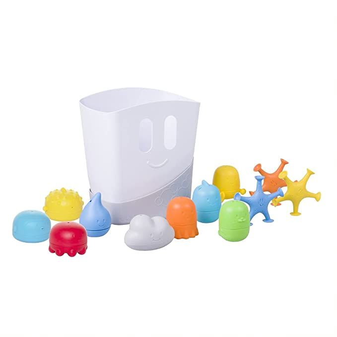 Ubbi Baby Bath Time Essential Gift Set, Includes Drying Bin and 11 Bath Toys, Dishwasher Safe, Wh... | Amazon (US)