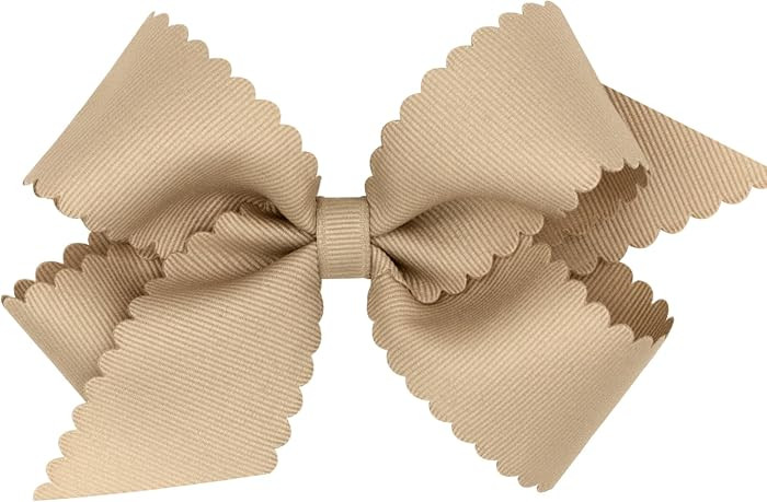 Wee Ones Girls' Classic Grosgrain Hair Bow with Scalloped Edges, No-Slip Hair Clip, Handmade, Oat... | Amazon (US)