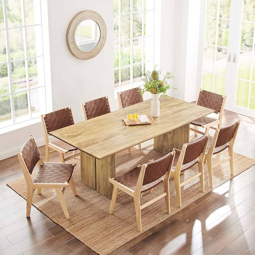 Modway Amistad 86" Solid Wood Modern Farmhouse Rectangular Dining Table in Oak | Amazon (US)