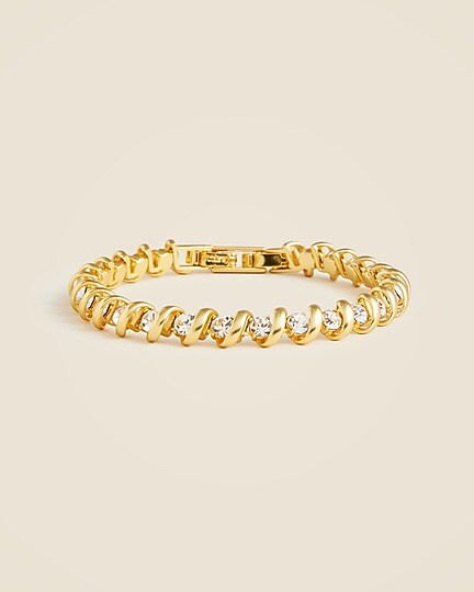 Crystal and gold-tone cubic zirconia tennis bracelet | J. Crew US