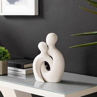 Hans Cream Abstract Intersecting Circle Tender Couple Decorative Accent Matte Ceramic Sculpture F... | The Home Depot