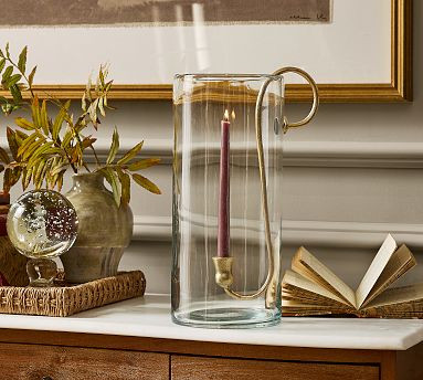Arlo Brass Hurricane Candle Holder | Pottery Barn (US)