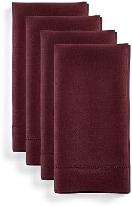 Solino Home Linen Cloth Napkins Set of 4-100% Pure Linen Burgundy Dinner Napkins 20 x 20 Inch for... | Amazon (US)