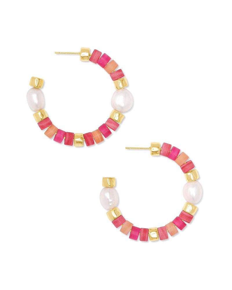 Rachel Gold Hoop Earrings In Pink Mix | Kendra Scott