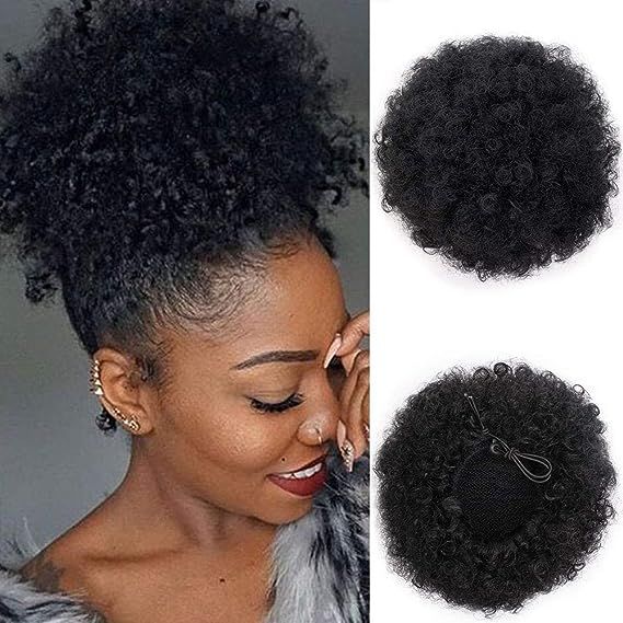 Afro Puff Drawstring Ponytail Synthetic Short Afro Kinkys Curly Afro Bun Extension Hairpieces Upd... | Amazon (US)