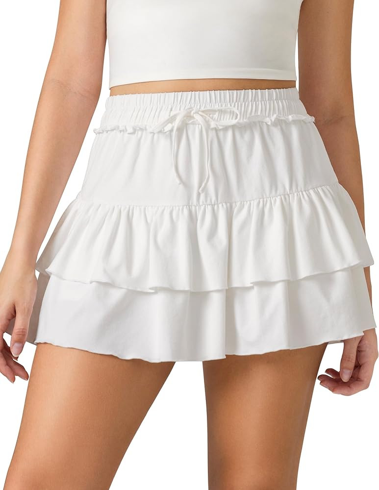 Colorfulkoala Skirts for Women High Waist Mini Tiered A-Line Flowy Shorts Tennis Golf Casual Skor... | Amazon (US)