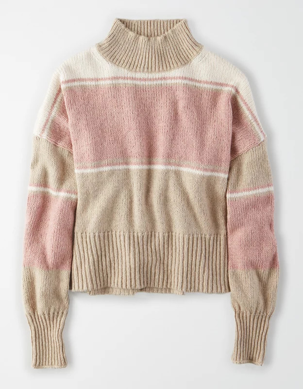 AE Studio Color Block Mock Neck Sweater | American Eagle Outfitters (US & CA)