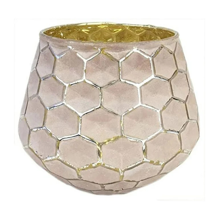 Just Artifacts 4-Inch Mercury Glass Honeycomb Candle Holder Vase (1pcs, Dusty Rose w/Gold) - Merc... | Walmart (US)