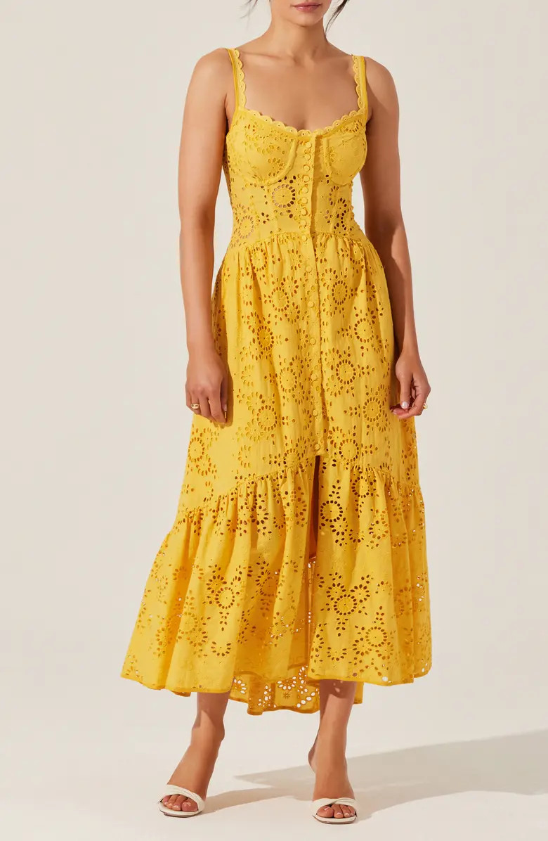 ASTR the Label Yamila Cotton Eyelet High-Low Dress | Nordstrom | Nordstrom