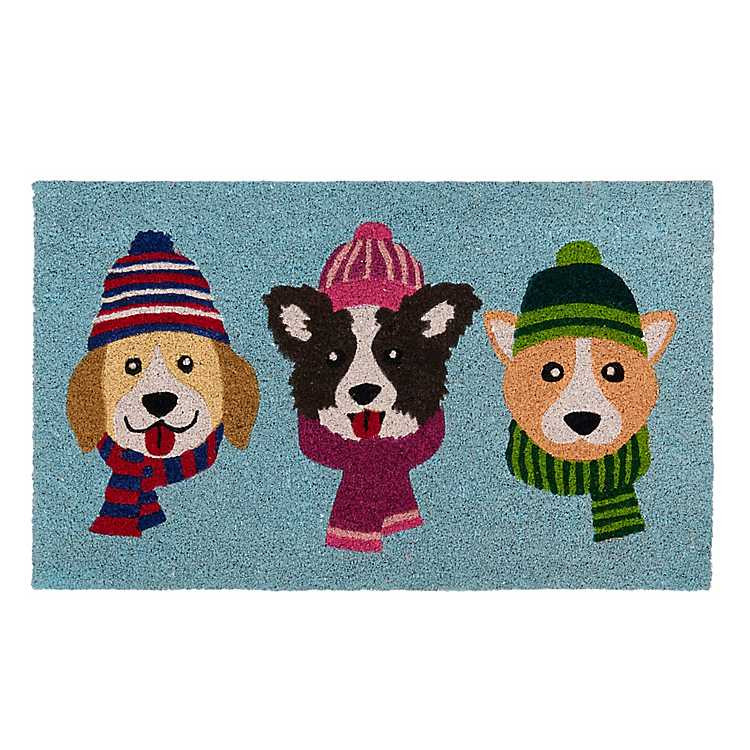 New! Dogs with Scarves and Hats Doormat | Kirklands