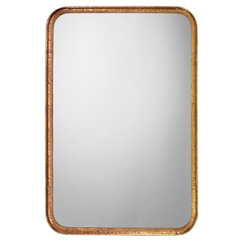 Nicole Hollywood Regency Gold Leaf Iron Rectangular Wall Mirror | Kathy Kuo Home