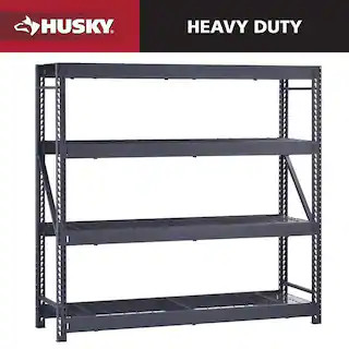 Husky 4-Shelf Metal Industrial Duty Freestanding Garage Storage Shelving Unit in Black (77 in. W ... | The Home Depot
