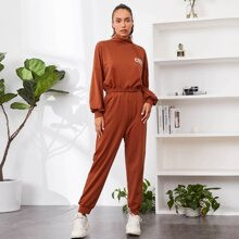 Drop Shoulder Letter Graphic Pullover & Joggers Set | SHEIN