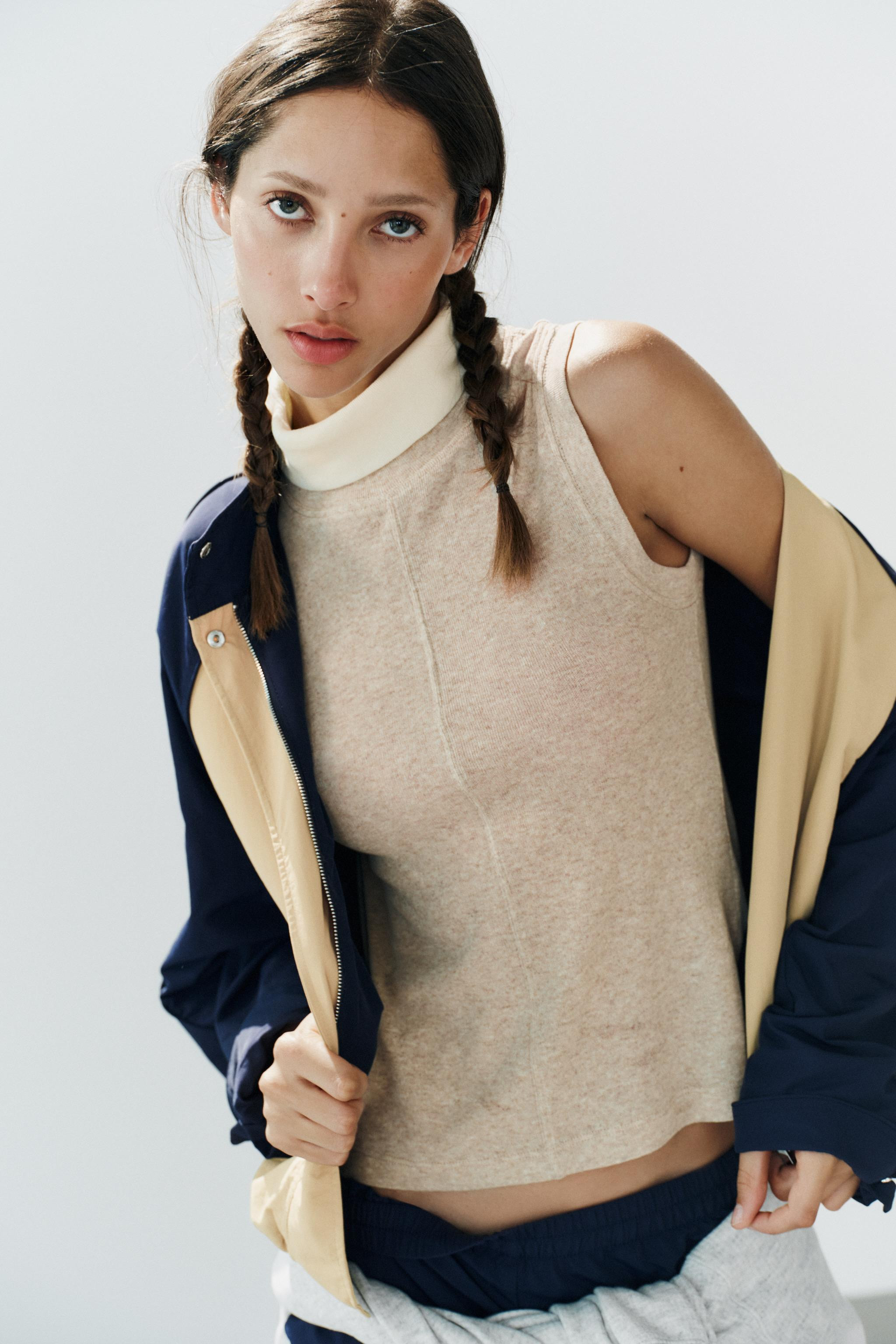 HIGH-NECK MIXED T-SHIRT | Zara US