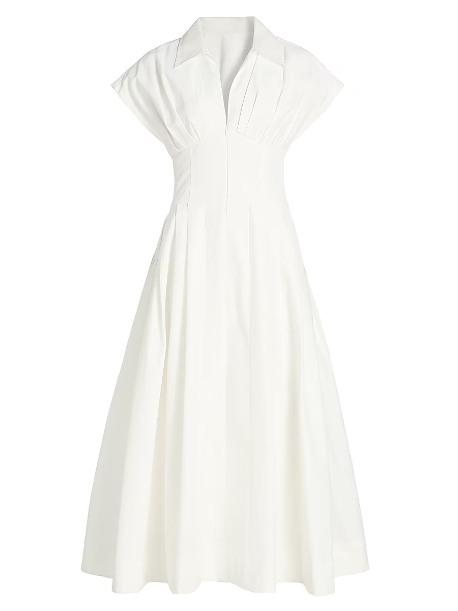 Women's Farlow Cotton-Blend Midi-Dress - White - Size 4 | Saks Fifth Avenue