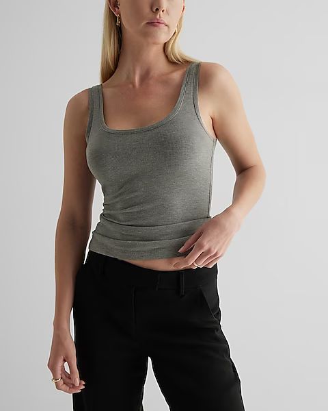 Fitted Ribbed Scoop Neck Tank | Express