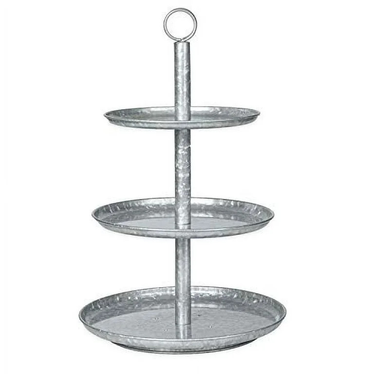 Galvanized Three Tier Serving Stand - 3 Tiered Metal Tray Platter for Cake, Dessert, Shrimp, Appe... | Walmart (US)