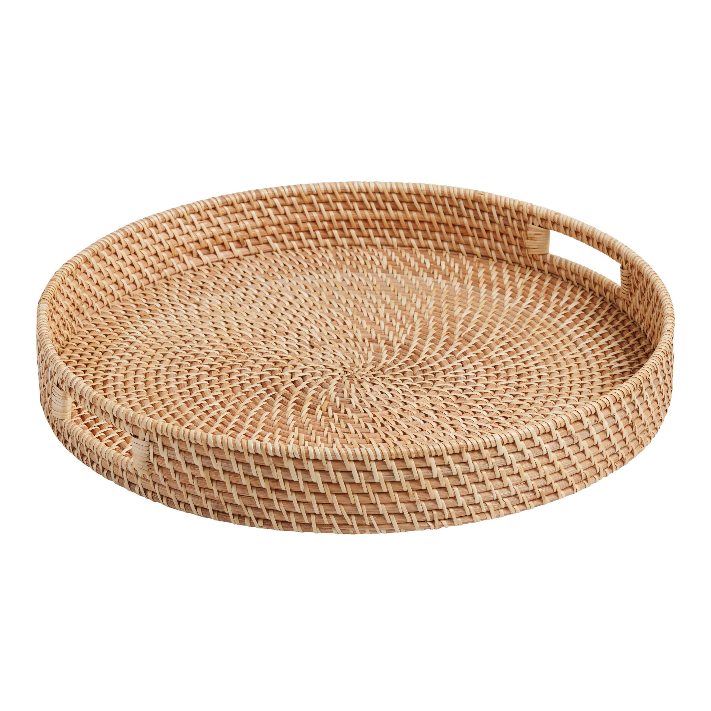 Capriana Natural Rattan Woven Ottoman Tray | World Market