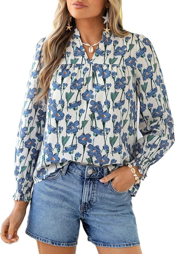 PRETTYGARDEN Women's Boho Floral Blouses Dressy Casual | Amazon (US)