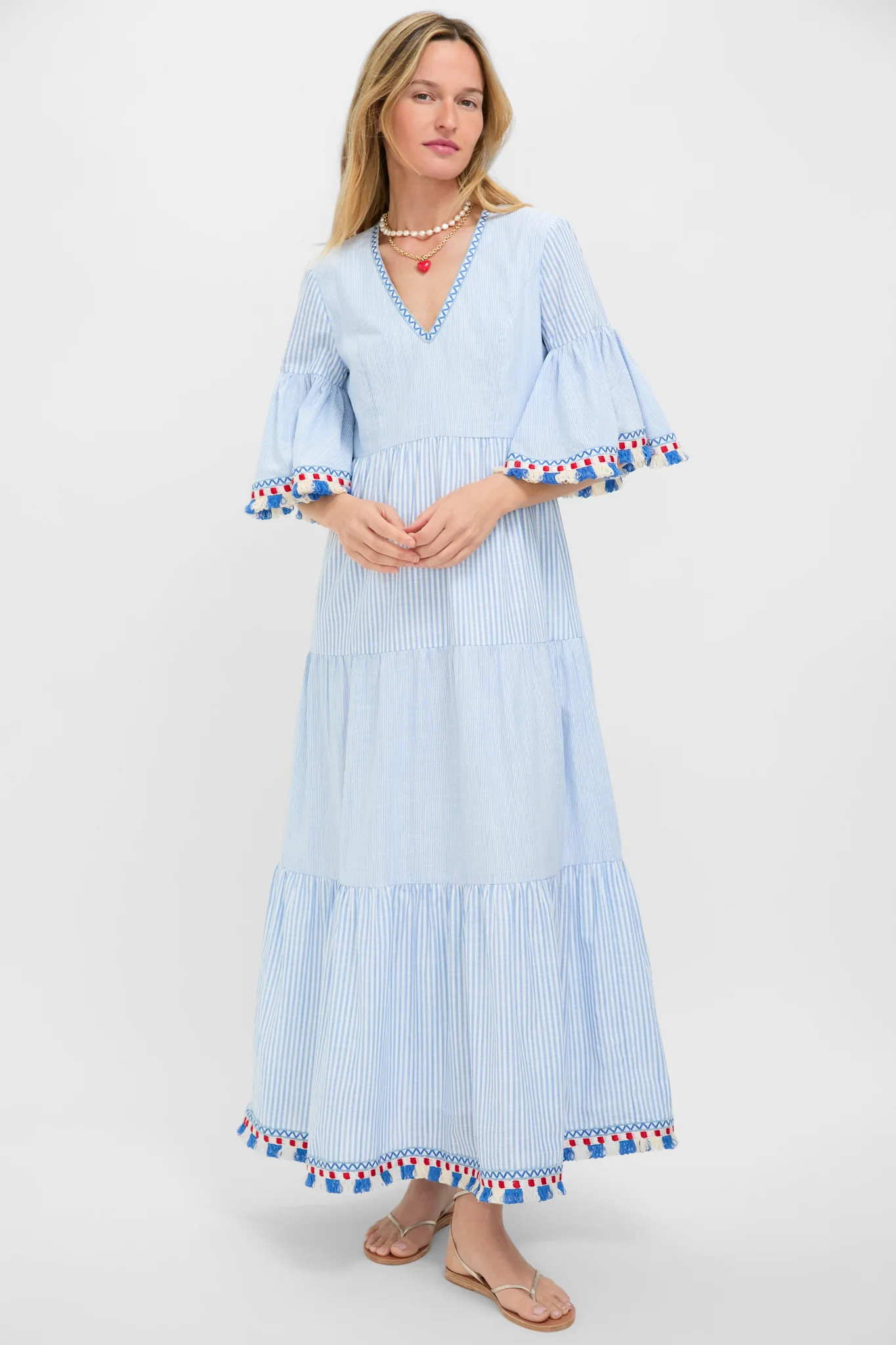 Chambray Stripe Fringe Ginger Dress | Tuckernuck (US)