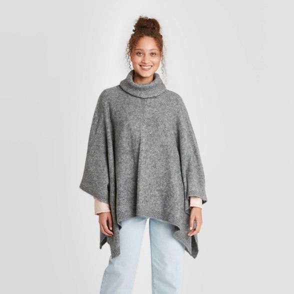 Women's Turtle Neck Pullover Sweater - A New Day™ Gray One Size | Target