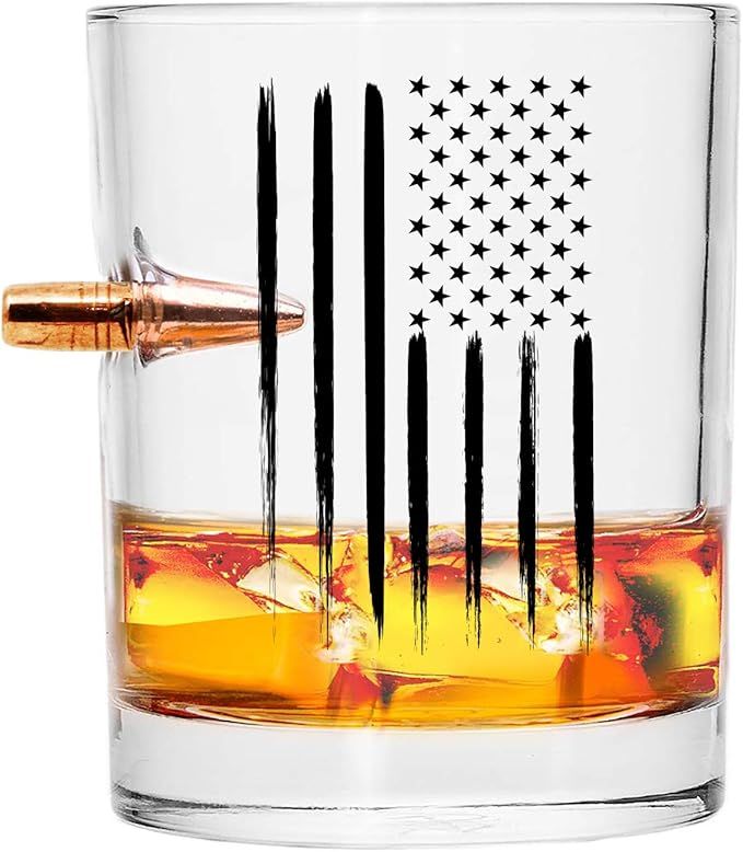 Real Projectile American Flag Whiskey Rocks Glass – Hand Blown Glasses – 8 Oz Old Fashioned G... | Amazon (US)
