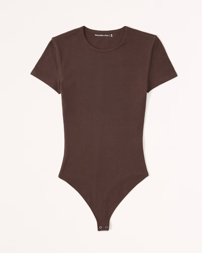 Short-Sleeve Cotton Seamless Fabric Crew Bodysuit | Abercrombie & Fitch (US)