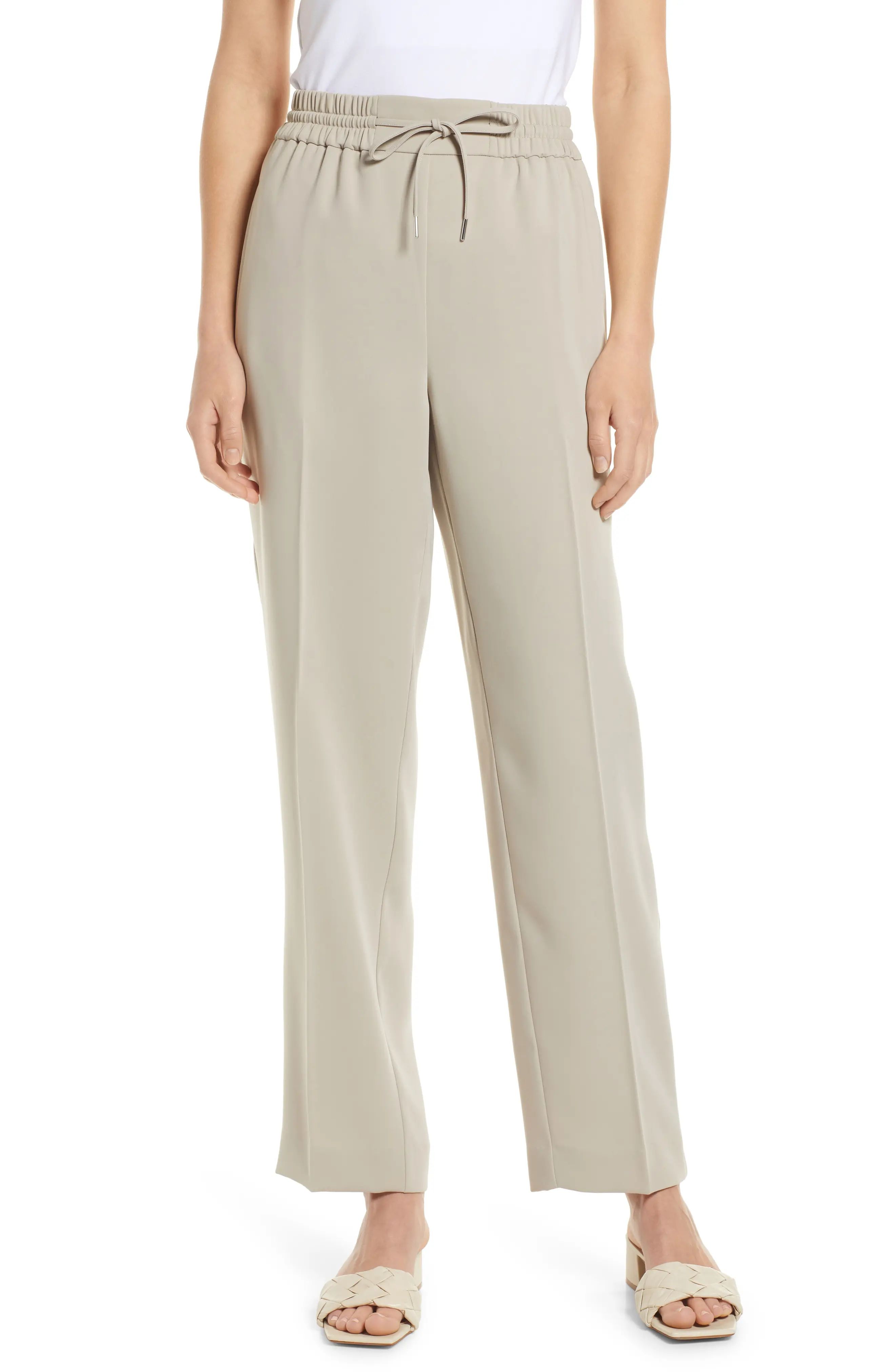 Nordstrom Drawstring Straight Leg Pants in Tan Cobblestone at Nordstrom, Size Small | Nordstrom