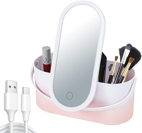 HENFORTO Makeup Box with Mirror - 3 Colors Lighting Makeup Case with Mirror, Travel Makeup Box wi... | Amazon (US)
