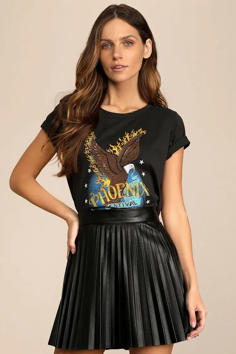 Better Luck Next Time Black Vegan Leather Pleated Mini Skirt | Lulus