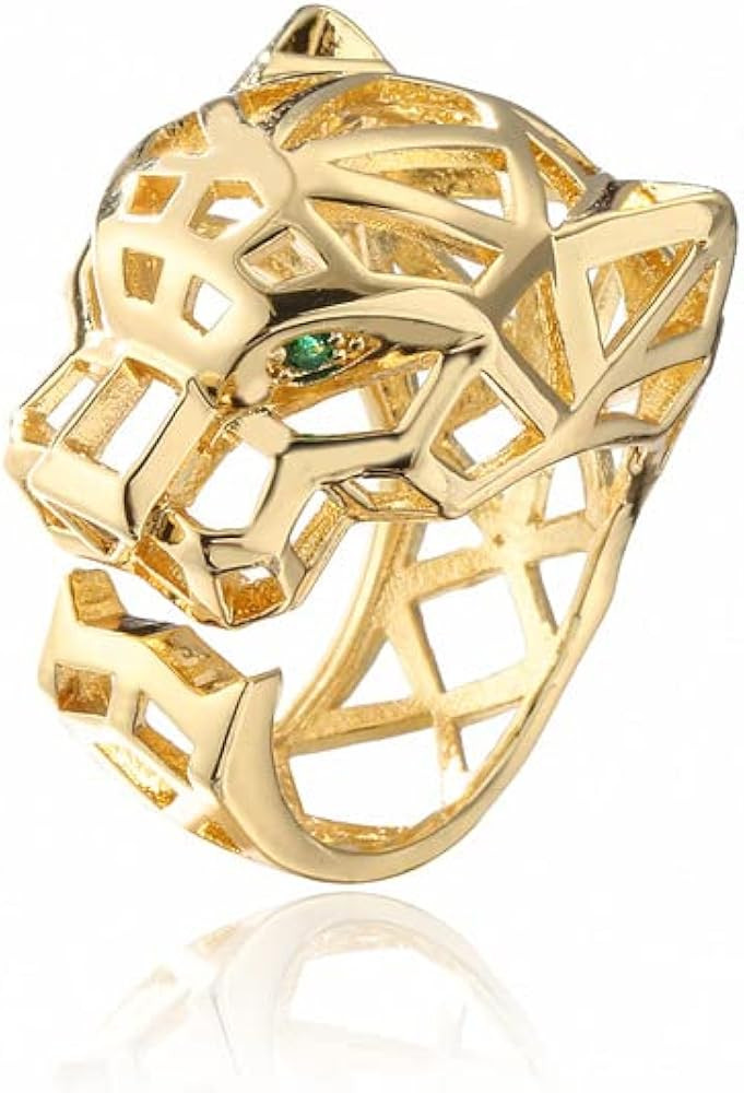 MEVESICUS 14k Gold Plated Panther Interlocked Adjustable Ring for Large Size Finger Exaggertad Ri... | Amazon (US)