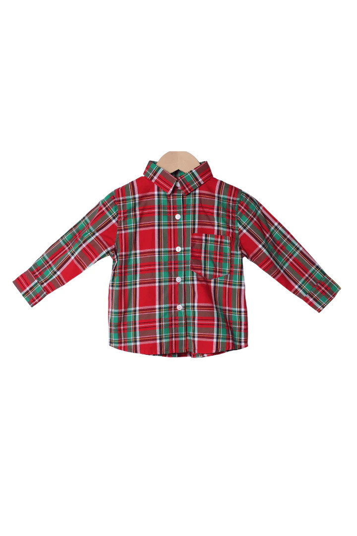 Christmas Plaid Button Down Shirt | The Smocked Flamingo
