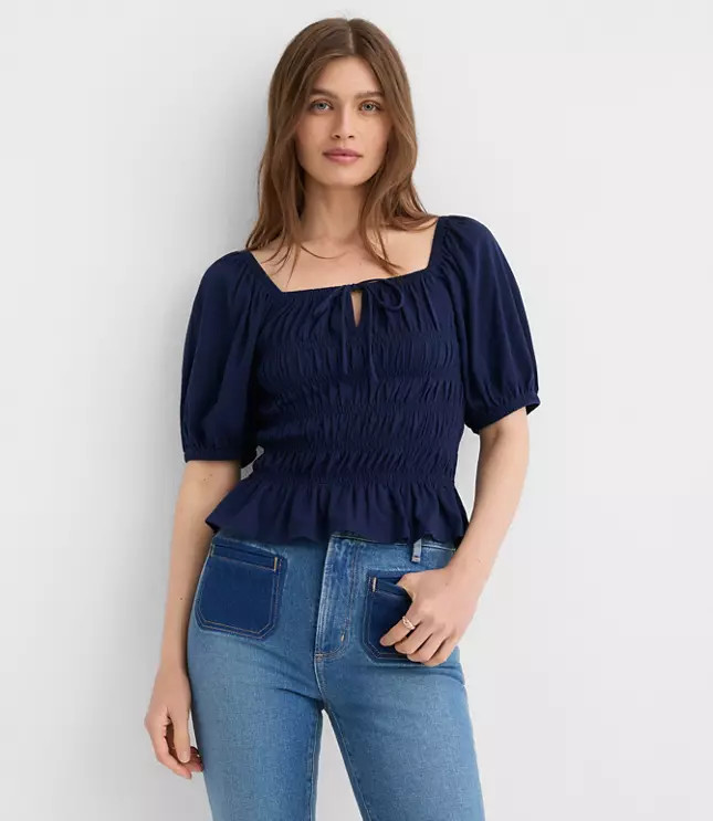 Smocked Puff Sleeve Top | LOFT