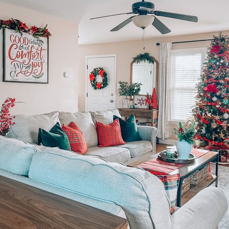 Christmas living room 🎄 Christmas decor holiday decor tartan plaid 

#LTKSeasonal #LTKhome #LTKHoliday