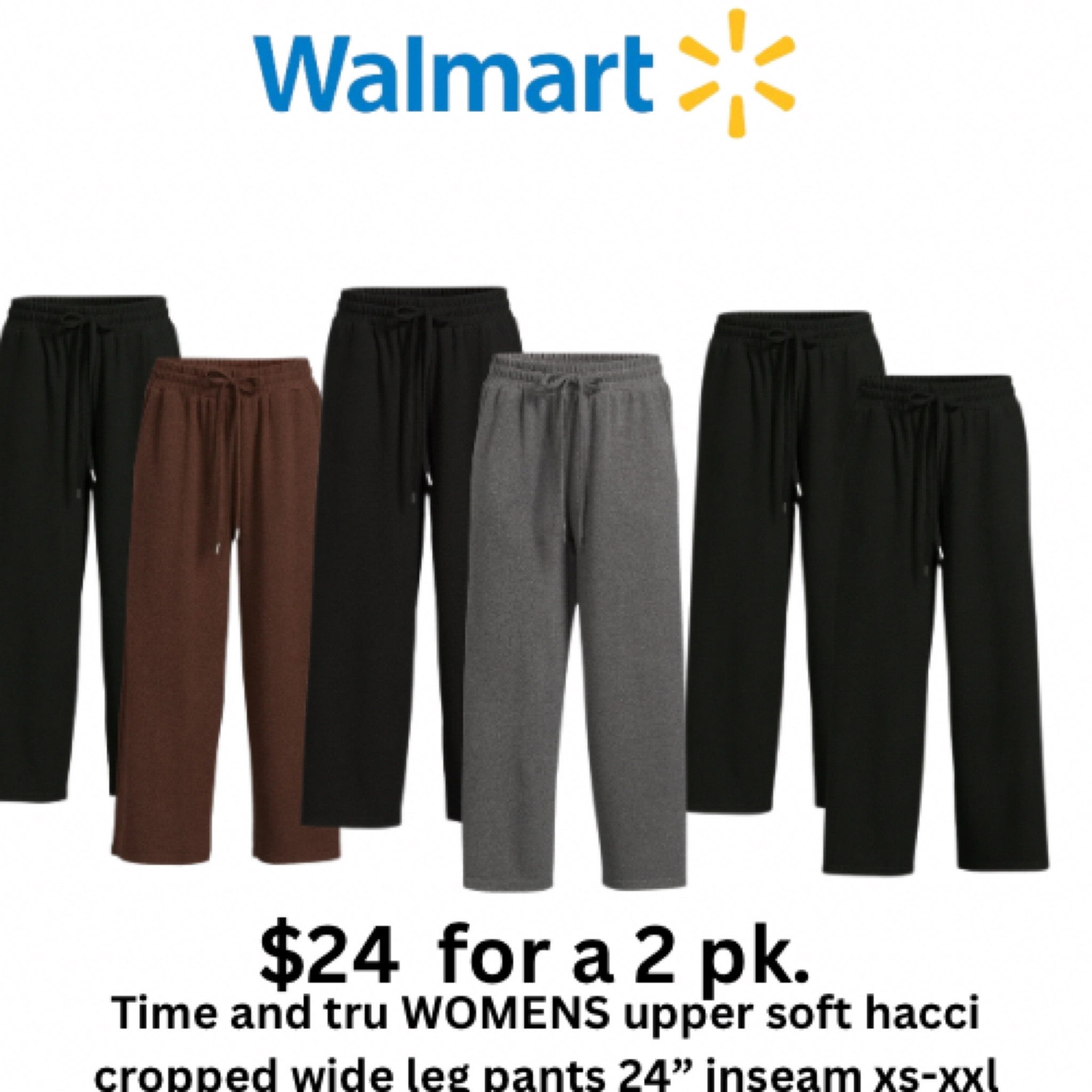 These Walmart🔆 super soft cropped wide leg pants are only $24 for a 2 pack! 

#LTKFindsUnder50 #LTKStyleTip #LTKU