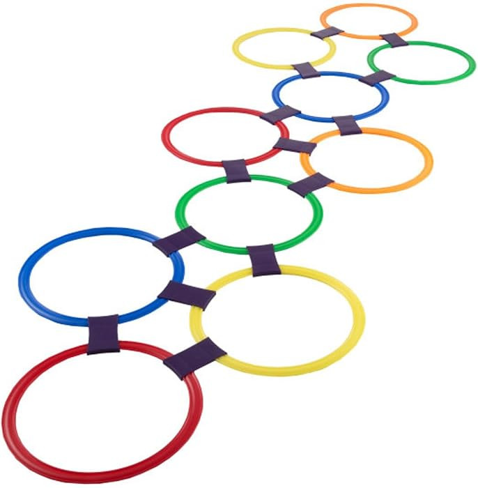HEY! PLAY! Hopscotch Rings Game - Ten 11-Inch Plastic Rings and 15 Connectors for Indoor and Outd... | Amazon (US)