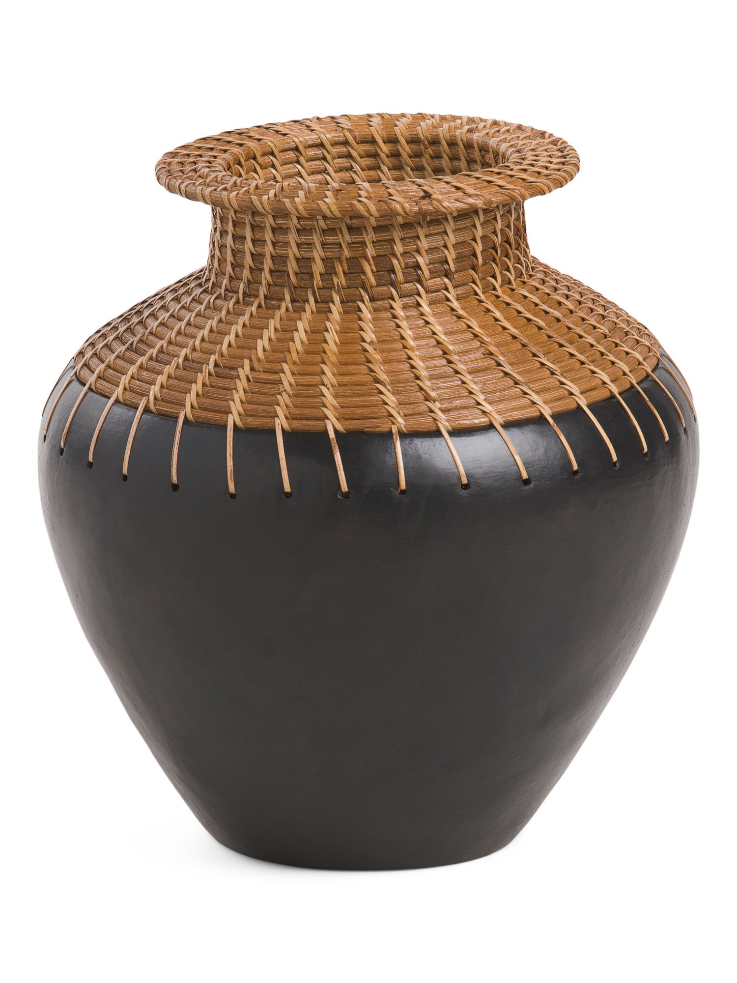 Terracotta And Rattan Oval Vase | Mother's Day Gifts | Marshalls | Marshalls