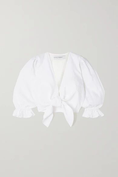 Faithfull The Brand - Net Sustain Jacinta Cropped Tie-front Linen Top - White | NET-A-PORTER (US)