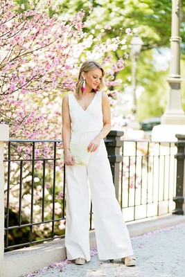 CHINO by Anthropologie Womens Jumpsuit Sz 12 White Cotton Wide Leg Wrap Front | eBay US