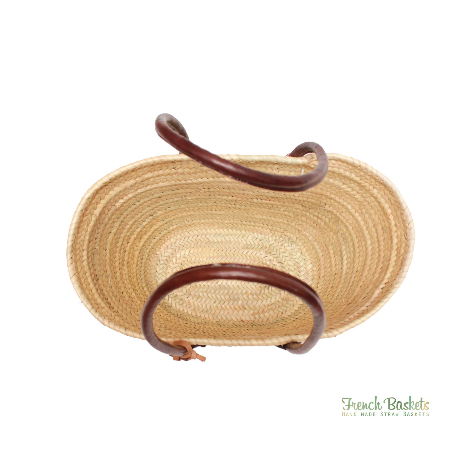 Straw bag French Basket Handle long size standard - leather french market basket, Beach Bag Handm... | Etsy (US)