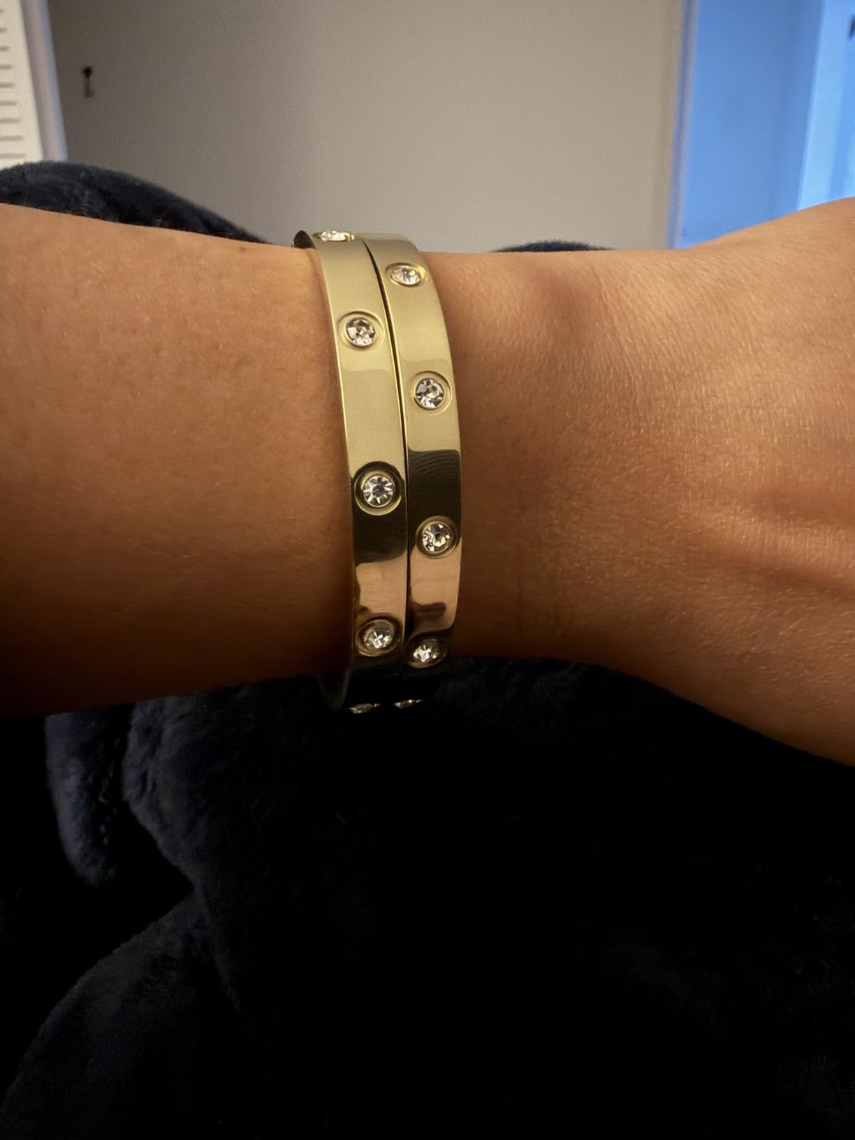 PAVOI Waterproof Bracelet for Women - 14K Gold Plated Bangle with Cubic Zirconia - Stainless Stee... | Amazon (US)