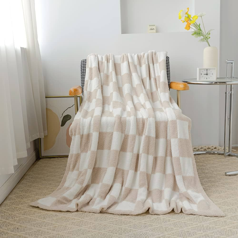 Andreannie Cozy Warm Fluffy Kahki Microfiber Polyester Buffalo Checkerboard Pattern Throw Blanket... | Amazon (CA)